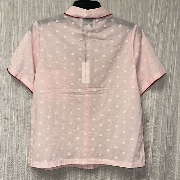 cupcakes and cashmere PinkβRed Swiss Heart Crochet Trim Cotton Shorty PJ Set - Picture 5 of 12